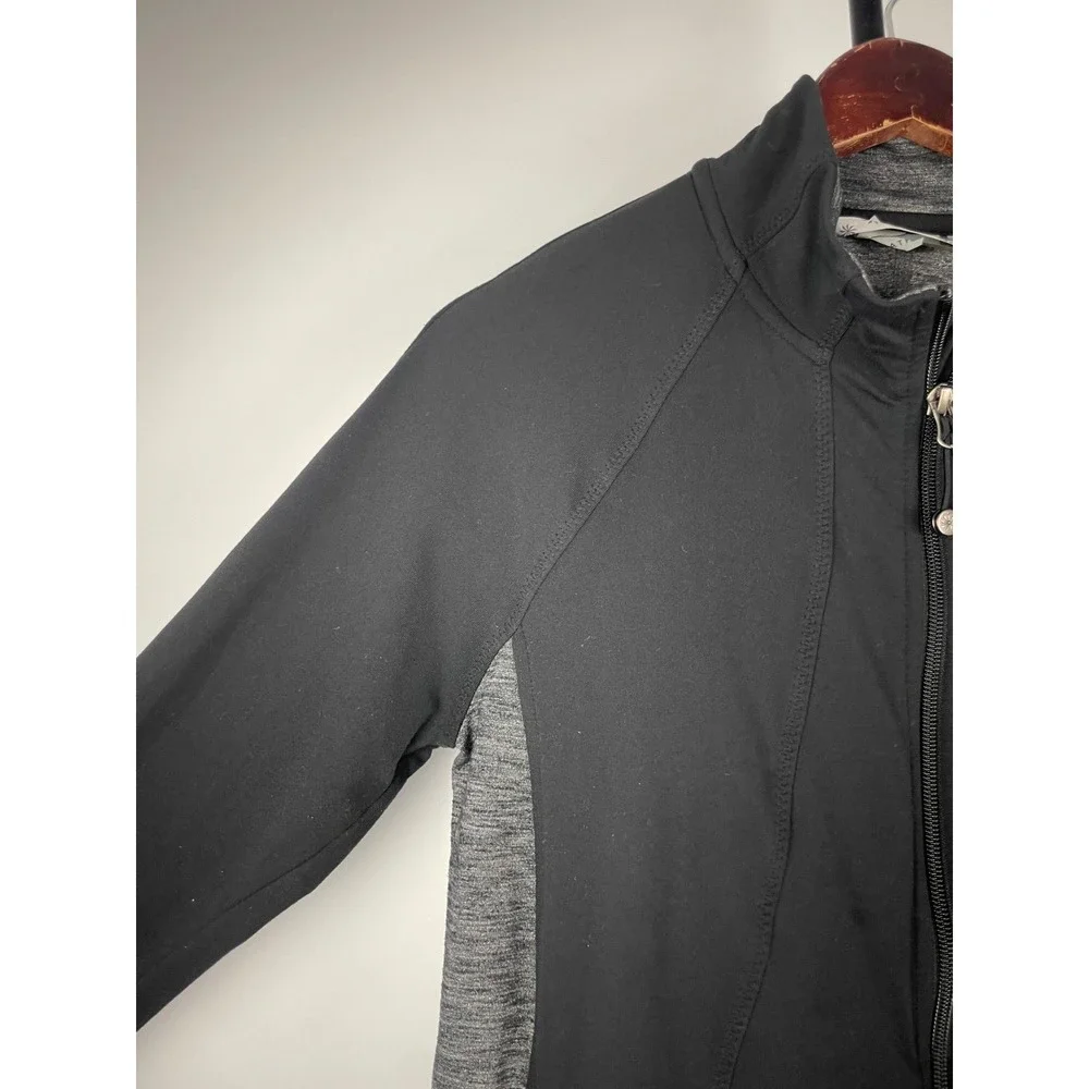 Athleta Black Heather Grey Panel Full Zip Sport Jacket Women's Size L Activewear